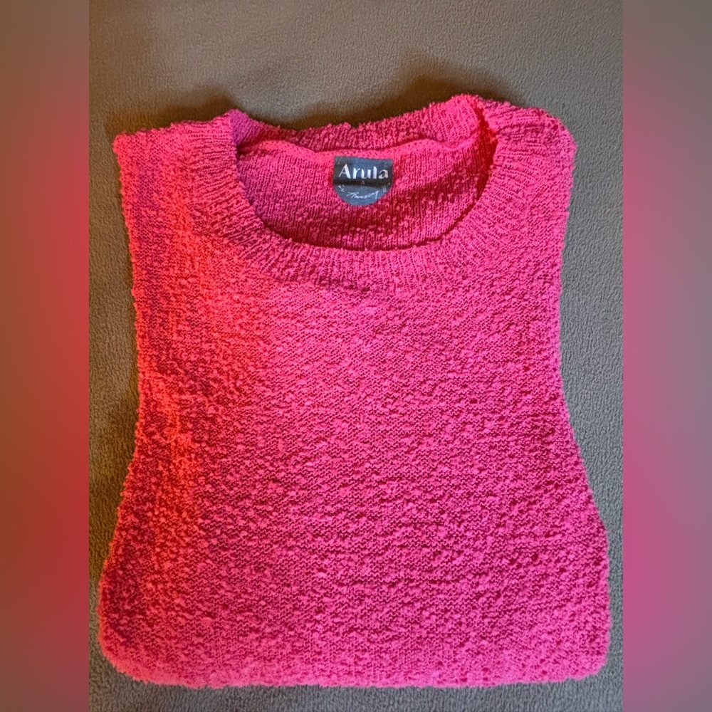 Arula Altered State Vibrant Pink Fuchsia Textured Sweater Size A or 1x